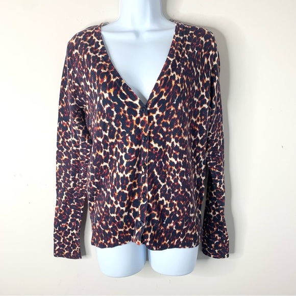 Merona Women’s Cardigan Sweater Cheetah Leopard Animal Print V-neck Y2K 2000s - Picture 14 of 15